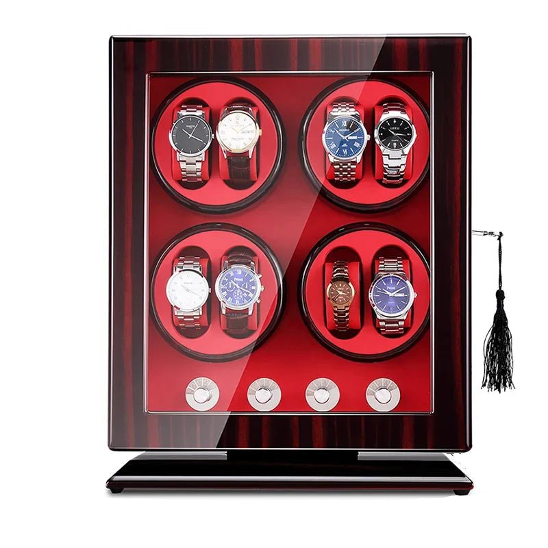 WatchMatic Magnor Watch Winder Ebony Red Leather - WatchMatic