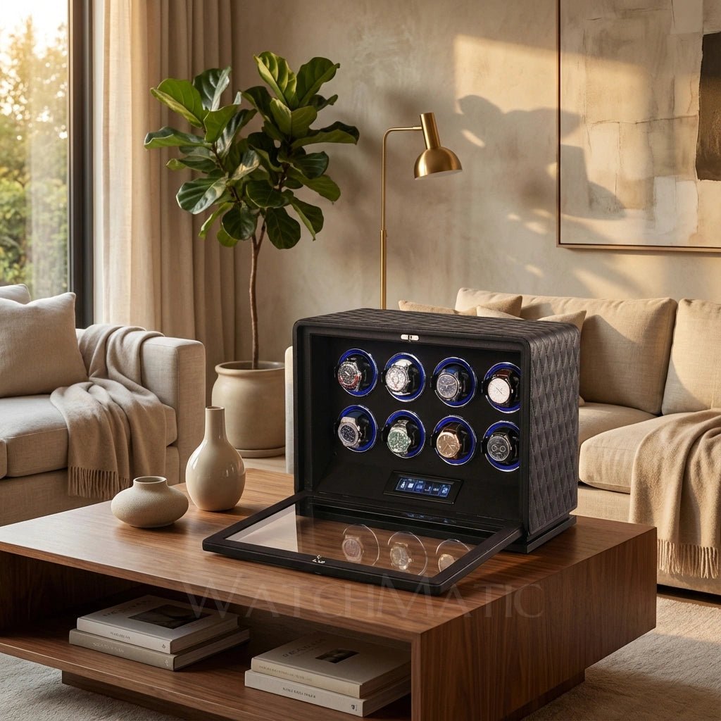 WATCHMATIC Vento Luxury 8 - Slot Watch Winder 14:366Black 8 Slots - WatchMatic