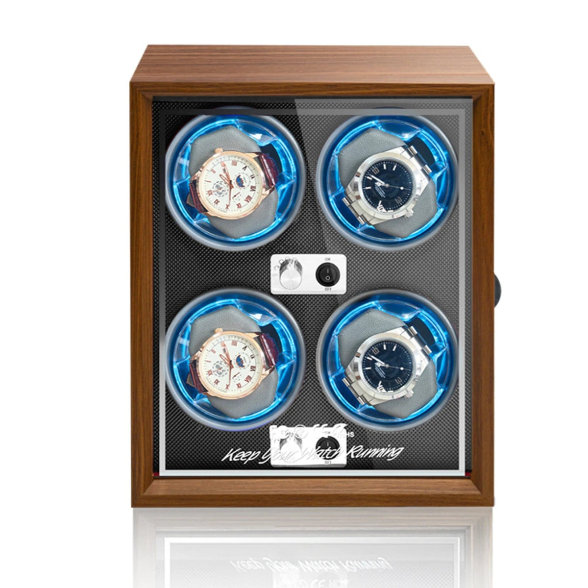 Luno Wooden Quad Watch Winder - WatchMatic